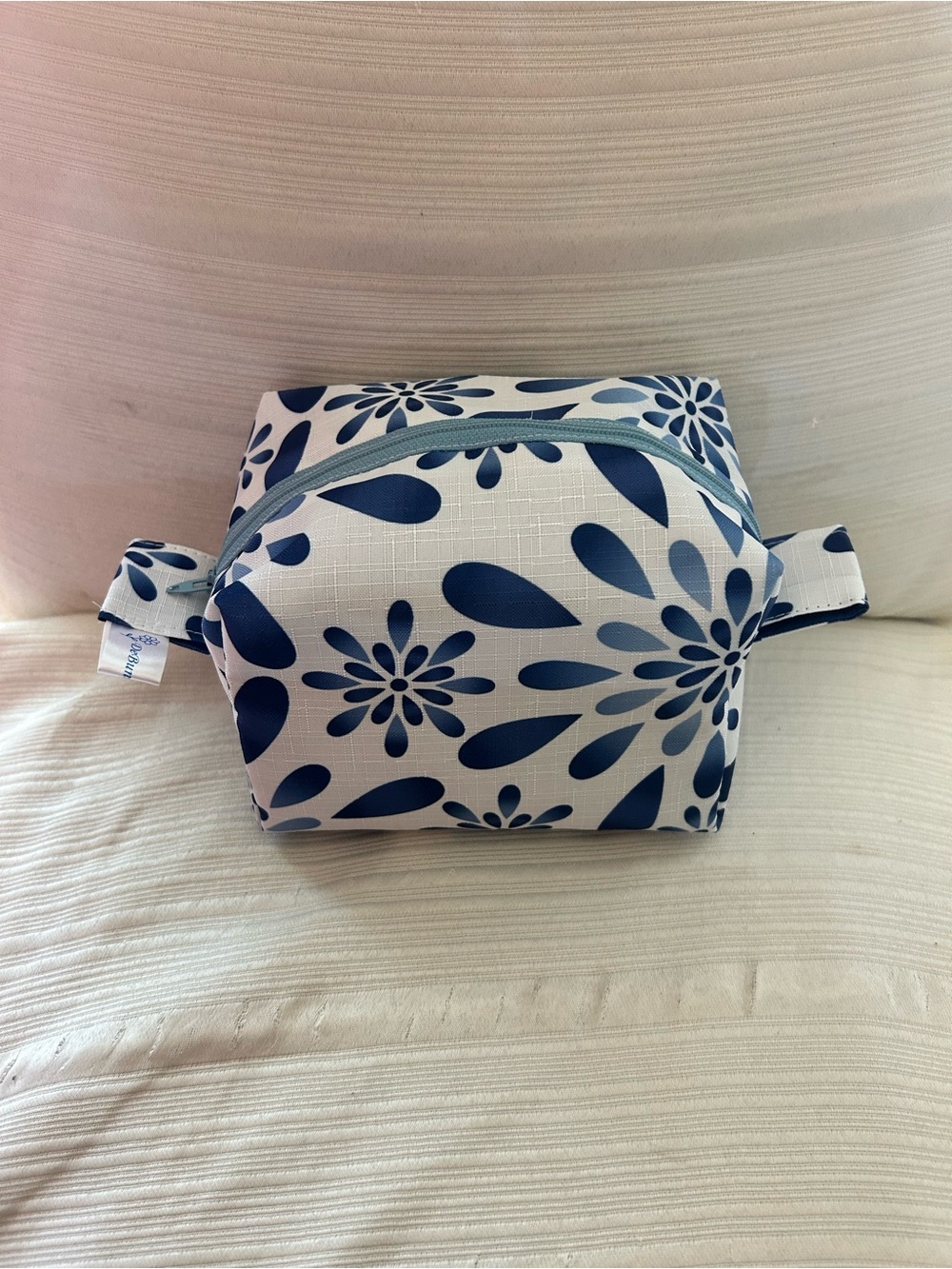 Navy Floral Cosmetic Travel Pouch - Lightweight Makeup Bag